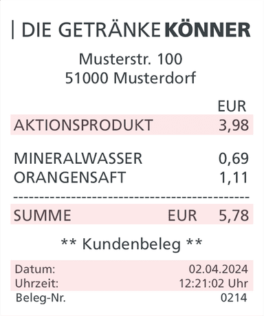Beispiel eines Kassenbons