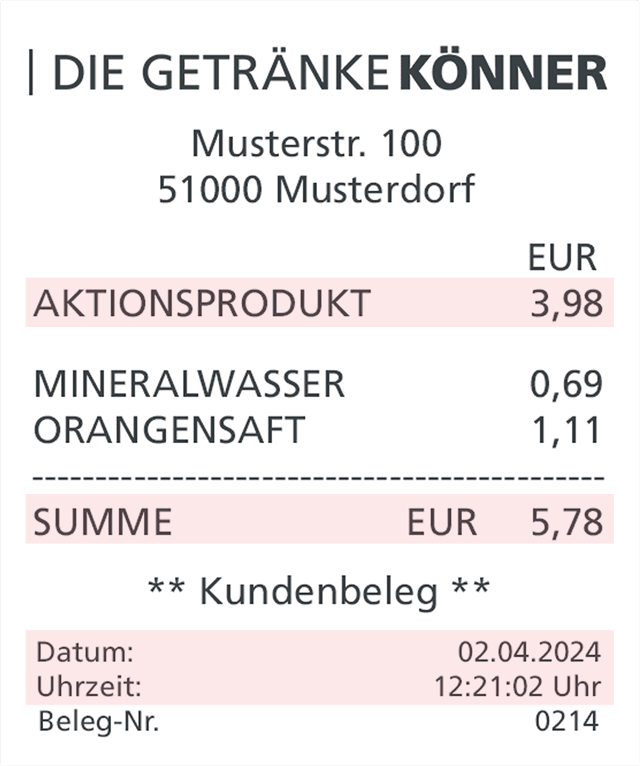 Beispiel eines Kassenbons